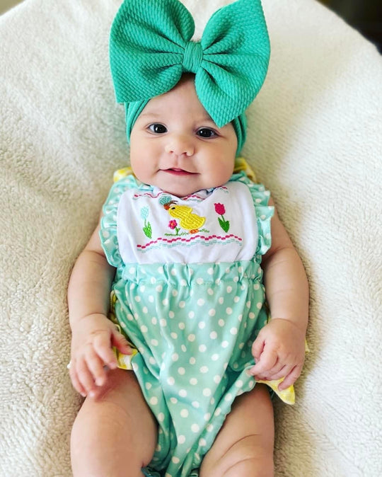 Blue Polka dot chick romper
