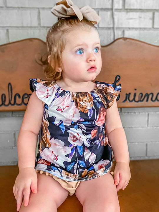 Black floral Pom 3 piece set