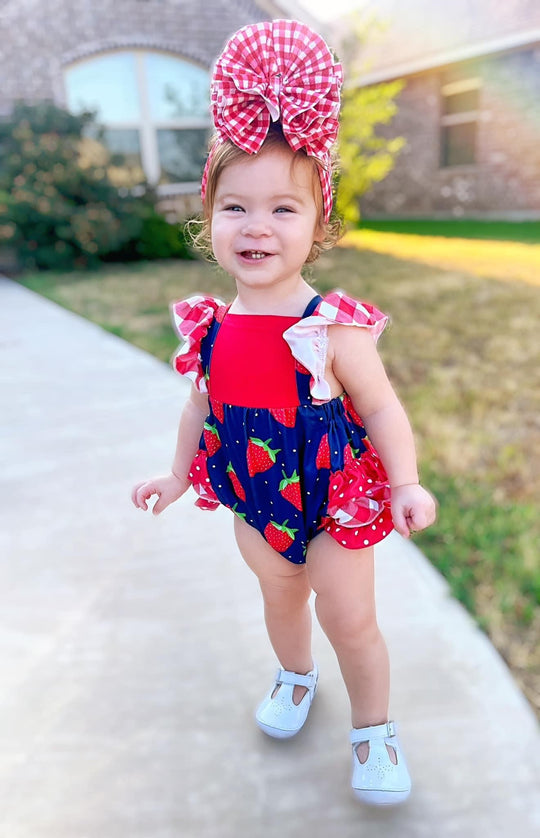 Strawberry ruffle romper