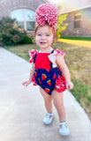 Strawberry ruffle romper