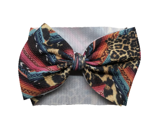 Serape Leopard Brush Strokes Headband Bow