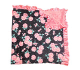 Black and pink floral minky