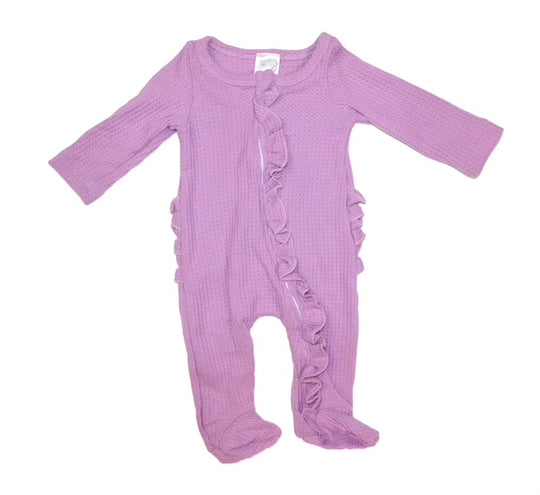 Lavender waffle ruffle sleeper