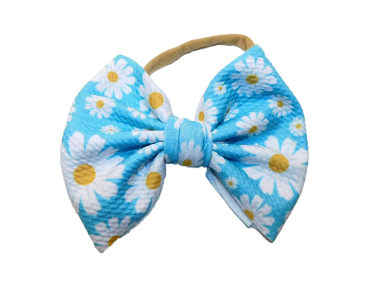 Blue daisy nylon bow