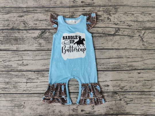 Blue saddle up buttercup romper