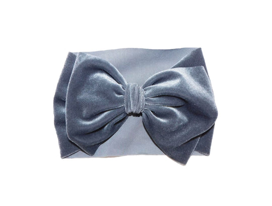Gray velvet headband bow