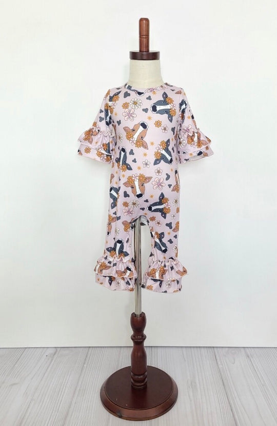 Clover cottage retro cow romper