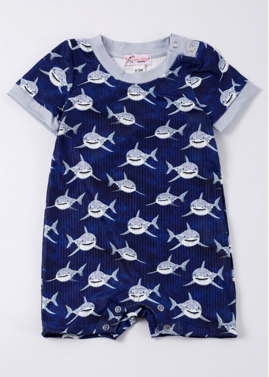 Clover Cottage shark boy romper