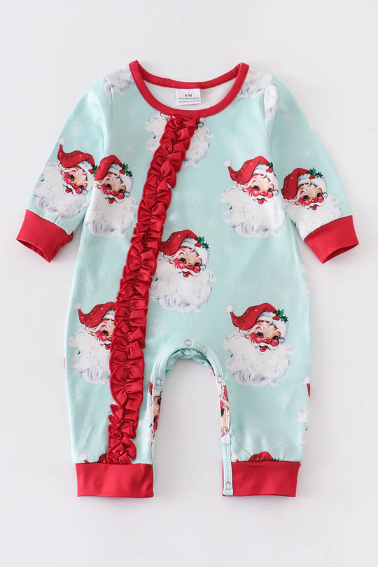Mint Santa ruffle romper