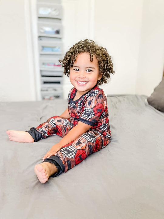 Buffalo plaid woodland pajama set