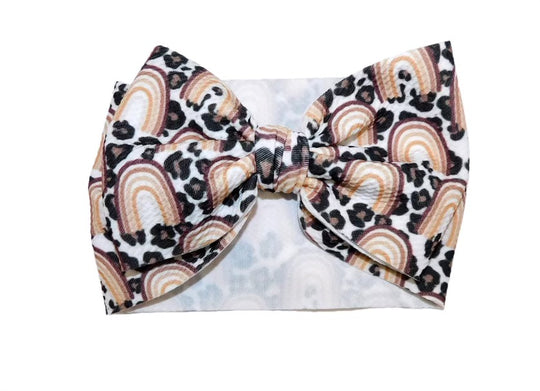 Boho Leopard Rainbow Headband Bow