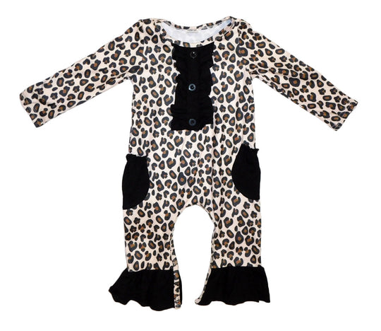 Leopard and black pocket romper
