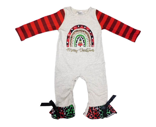 Merry Christmas Leopard Rainbow romper