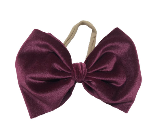 Purple Magenta Velvet Nylon Bow