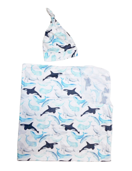 Two piece swaddle set- shark