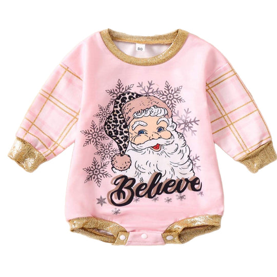 Pink Santa sweater romper