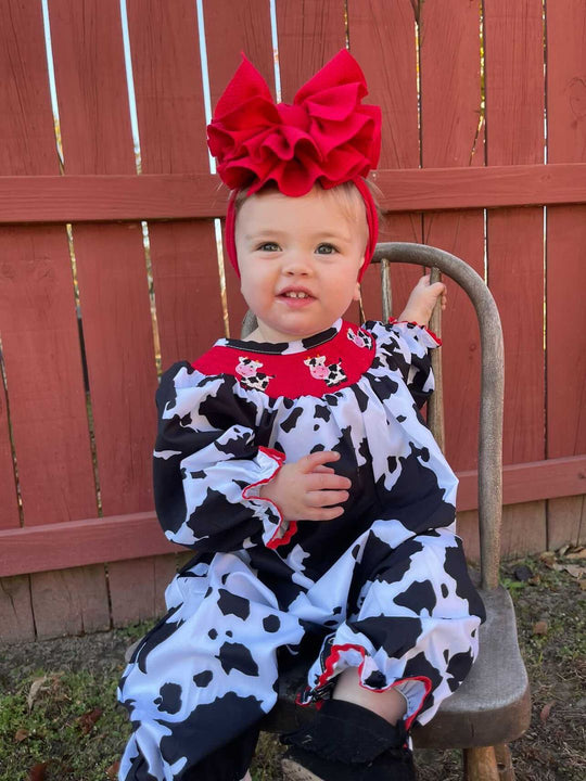 Cow Smocked romper