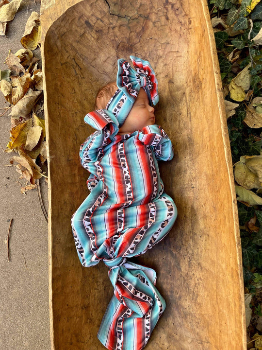 Serape leopard gown and headband set