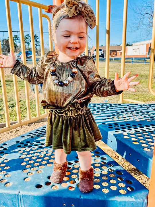 Olive Green Velvet Skirt