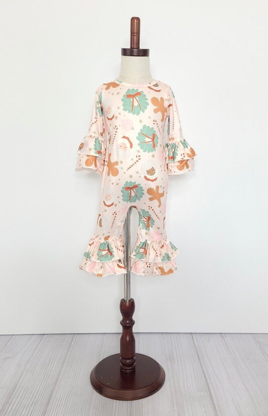 Clover cottage blush santa romper