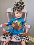 Blue Leopard Turkey romper