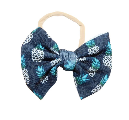 Leopard Pineapple Nylon Bow