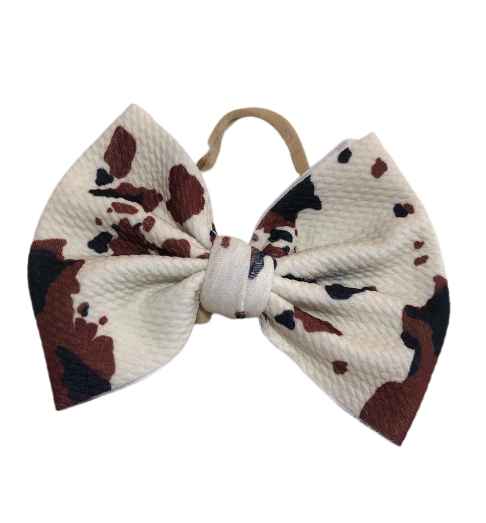 Black and brown cow nylon bow