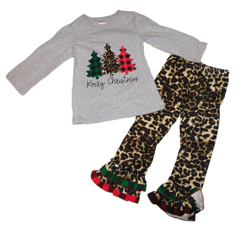 Merry Chrtistmas Gray and Leopard Set