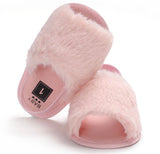 Pink Baby Girl Fur Slides
