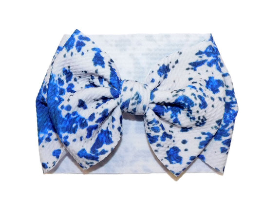 Blue cowhide headband bow