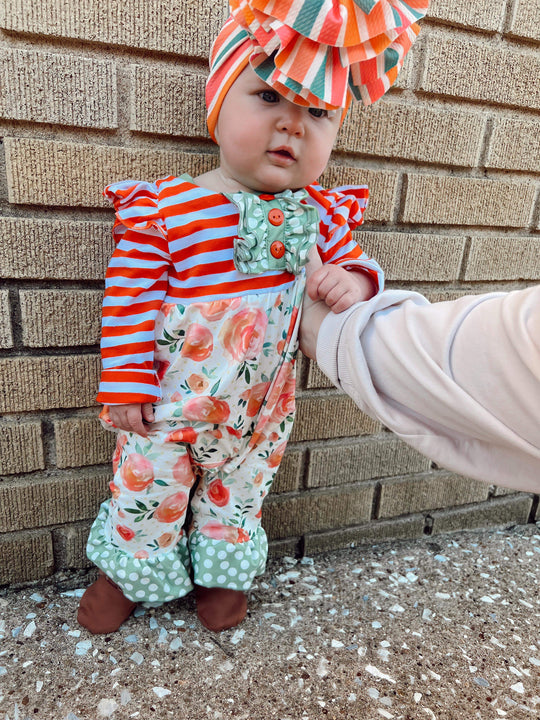 Floral stripe romper