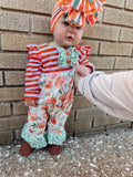 Floral stripe romper