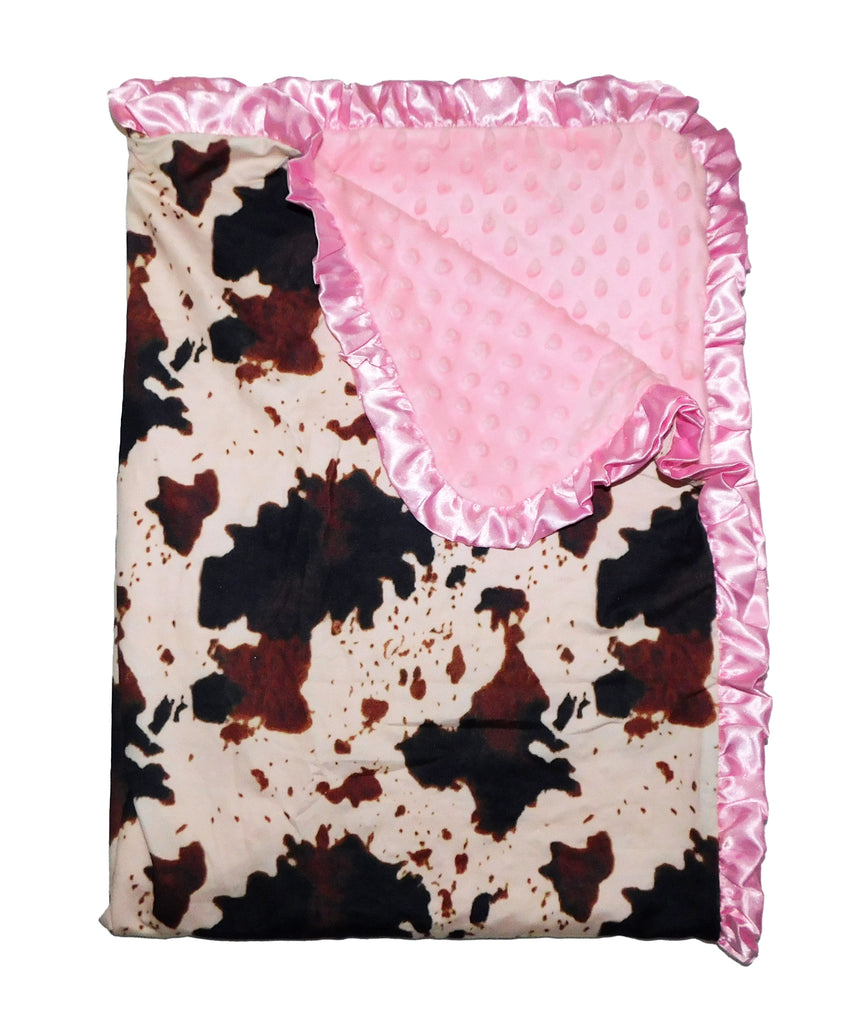 Pink and Cow Print Minky