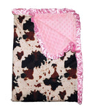 Pink and Cow Print Minky