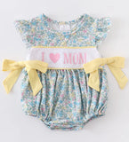 Yellow floral I love mom romper