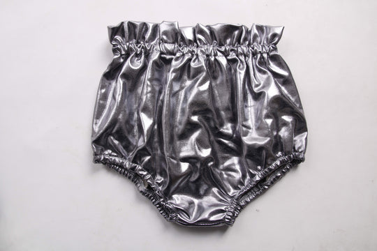 Metallic silver cinched bummies