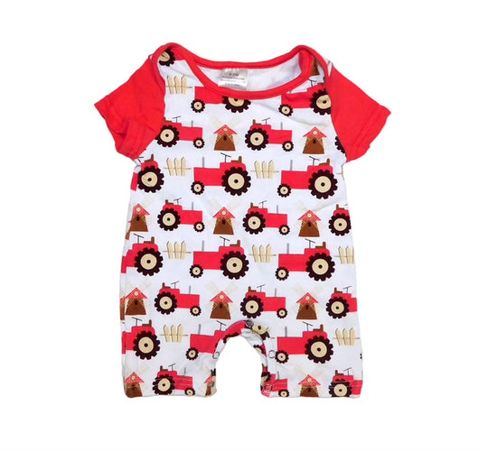 Boy tractor farm romper