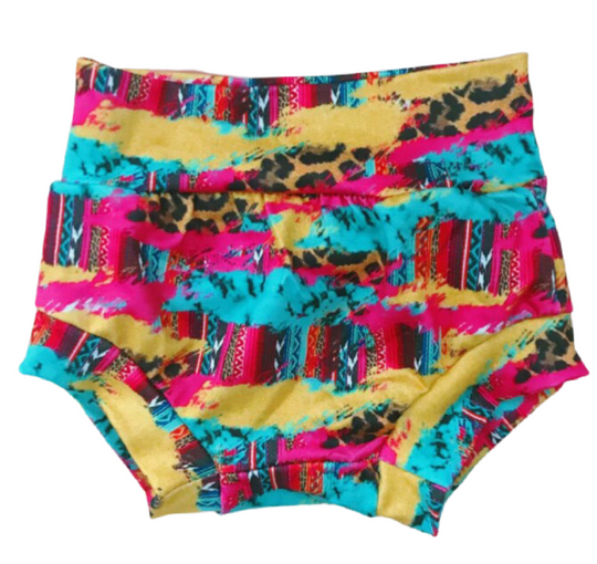 Serape leopard collage bummies