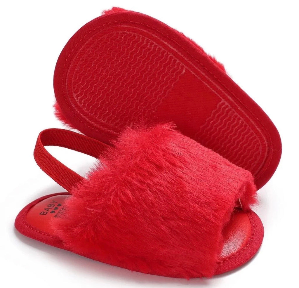 Red Baby fur slides
