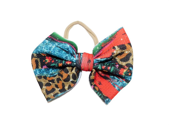 Floral Brush Stroke Nylon Bow