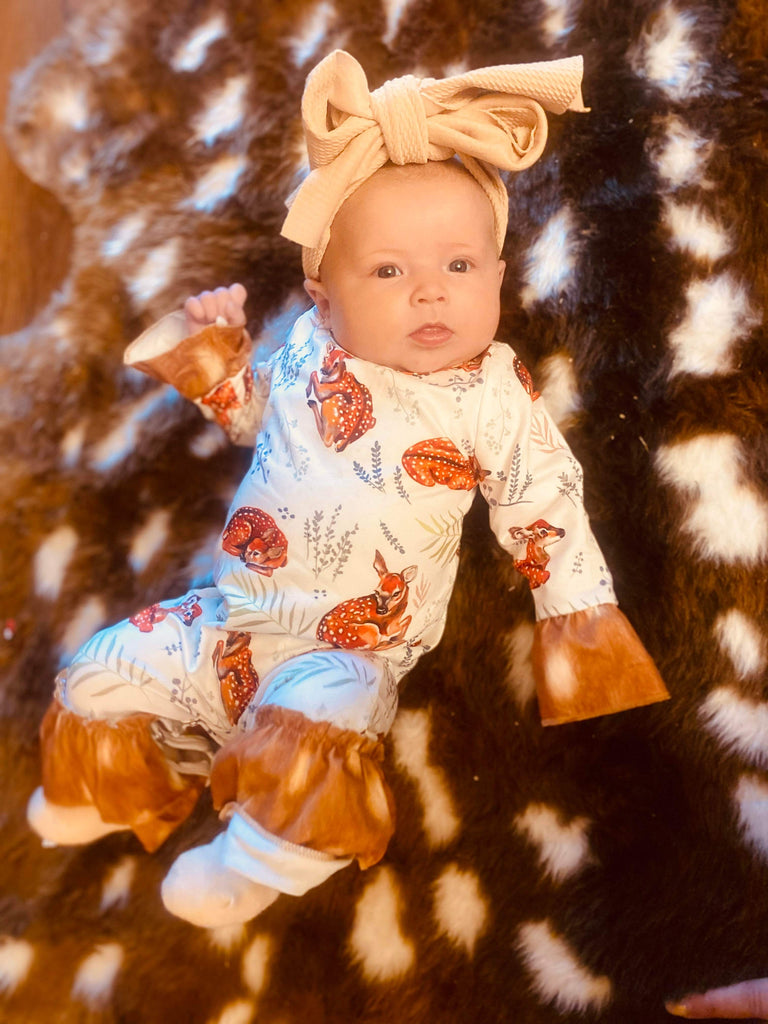 Forrest fawn romper with pockets