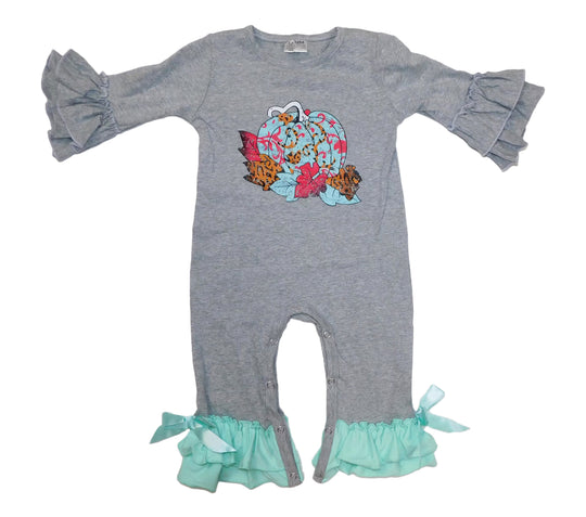 Gray and mint pumpkin romper
