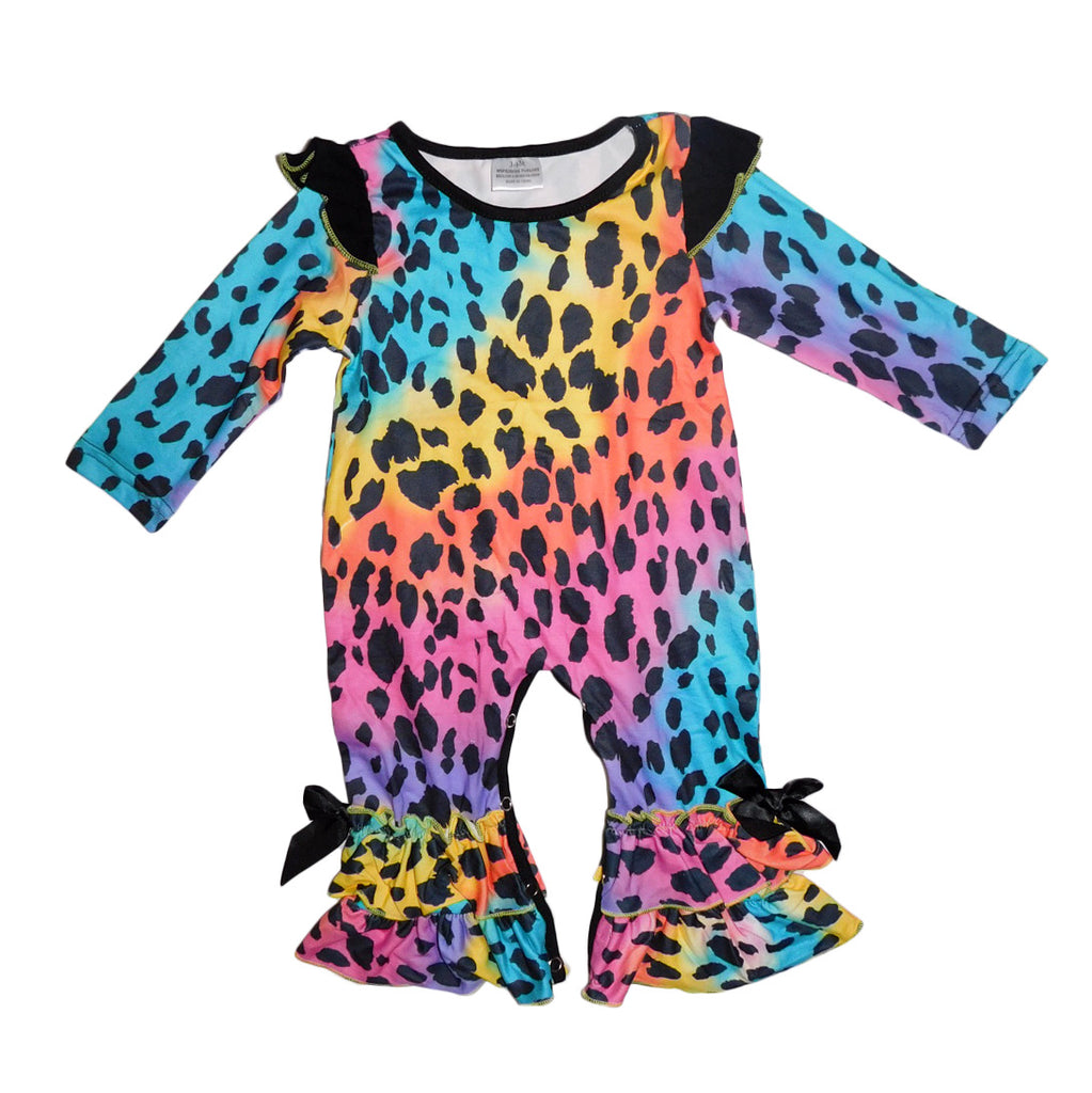 Tie Dye Leopard Romper