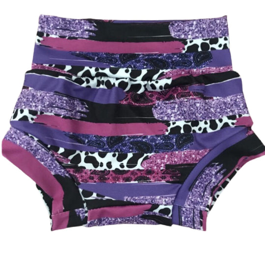 Purple cow Brush stroke and paisley bummies