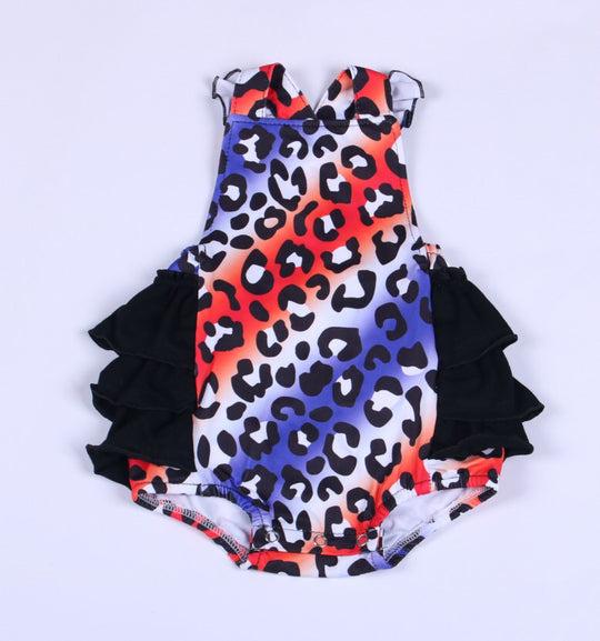 Newborn red white and blue tie dye bubble