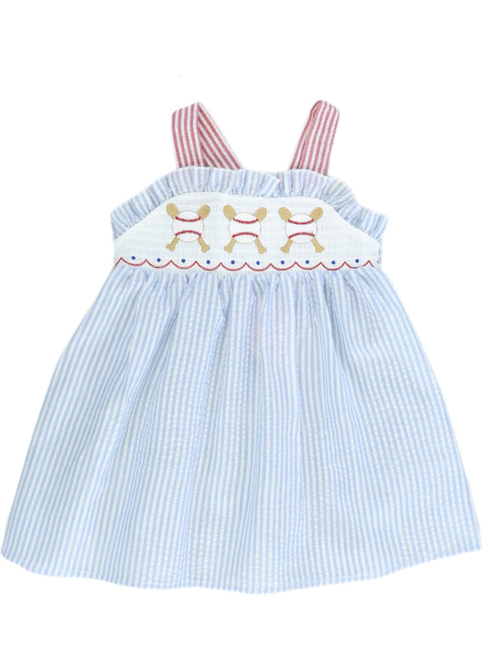 Smocked baseball dress