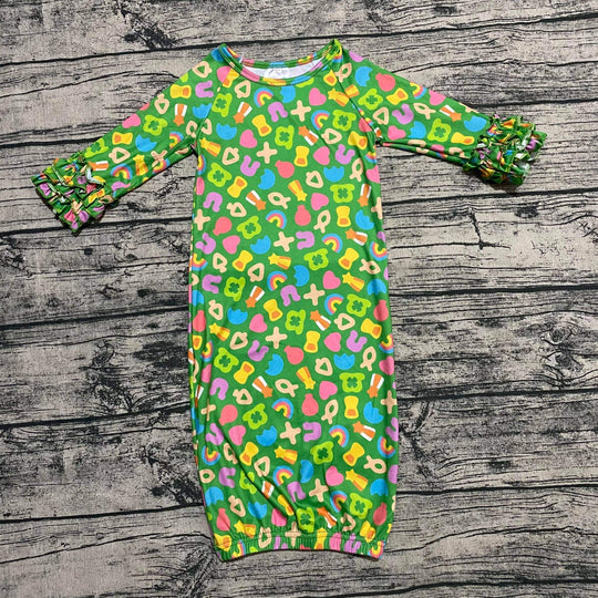 Green charm ruffle gown