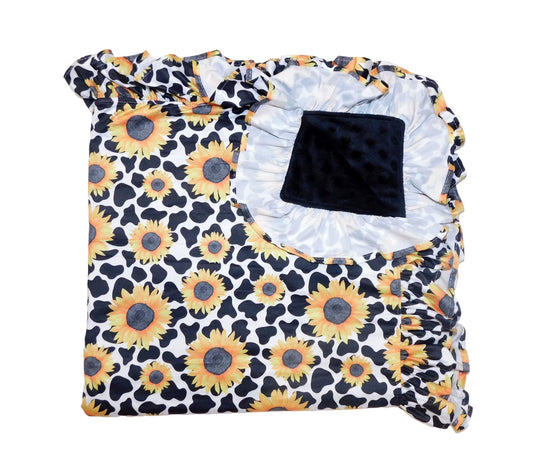 Cow sunflower Minky blanket