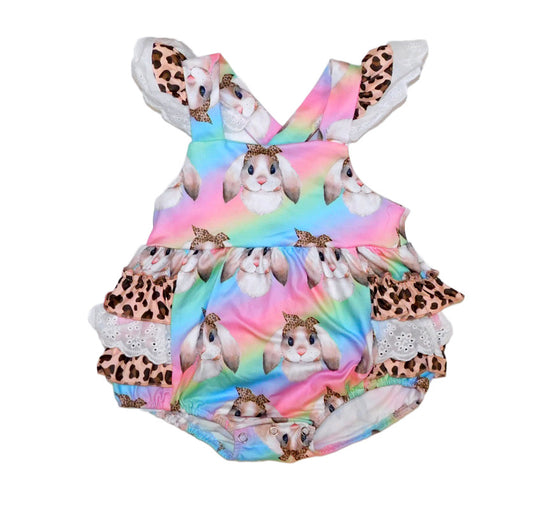 Leopard Tie Dye Bunny Romper