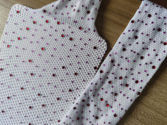 White bling tights - dark pink and red bling